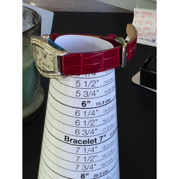 Women's HILLARD&HANSON One Size Red Silver Watch - Picture 4 of 6